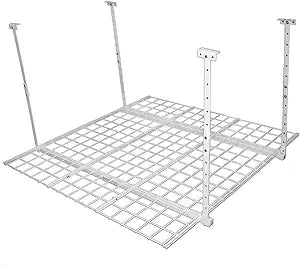 HyLoft Overhead adjustable Garage Storage Rack,Heavy Duty Steel Garage Storage System, 45-Inch x 45-Inch, White
