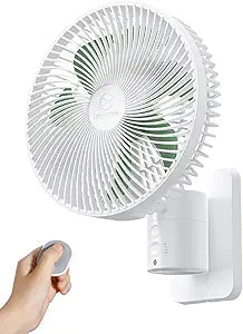 8.5-Inch Quiet Wall-Mounted Oscillation Fan with Remote & Timer, 4-Speed Adjustable for Small Bathrooms, Indoor Bedroom Cooling for RV, Adjustable Tilt, 5.92 ft Cord, Garage Cooling Fan for Home