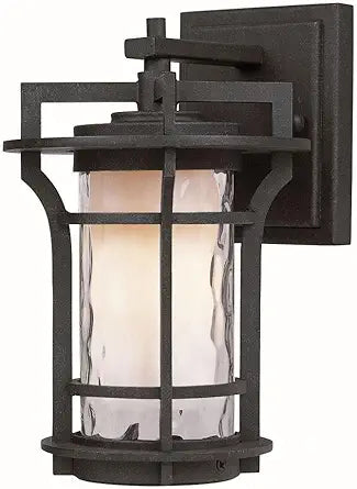 Maxim Lighting Oakville Outdoor Wall Light | Black Oxide Finish | Water Glass Shade | Transitional Outdoo Wall Light | Ideal for Porches, Patios & Garages | 65782WGBO