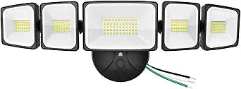 120W Outdoor LED Flood Light, 5 Heads Exterior Security Lights, 6500K Super Bright Floodlight Fixture Waterproof IP65, Outside Flood Lights for House, Backyard Black