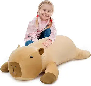 MorisMos 43.3" Long Capybara Plush Body Pillow, Capybara Stuffed Animal, Cute Capybara Pillow Plushie, Sleeping Body Pillow for Cuddling, Perfect Christmas Valentine's Birthday Gift for Kids & Adults