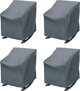 Patio Swivel Rocking Chair Covers, UV-Resistant All Weather Outdoor Lounge Chair Protectors for Deck, Lawn & Garden Furniture, 4 Pack-27.5" W x 32.5" D x 39" H, Grey