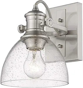 Golden Lighting 3118-BA1 PW-SD Hines Vanity Light, Pewter with Seeded Glass