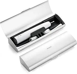 Aluminum Electric Toothbrush Travel Case, 2 in 1 Travel Toothbrush Holder for Oral B/Oral-B Pro 1000 1500 5000 and Most Electric Toothbrush for Traveling, Removable Silicone Liner-Silver