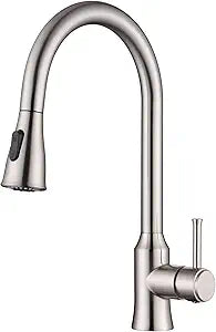 SUMERAIN Kitchen Faucet with Pull Down Sprayer Brushed Nickel, Dual Function Lead-Free Stainless Steel Sink Faucet