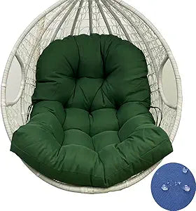 Hanging Egg Chair Cushion 47 X 35 in Waterproof Indoor/Outdoor Hammock Chair Cushion Washable Hanging Basket Seat Cushion (Without Chair) (Dark Green)