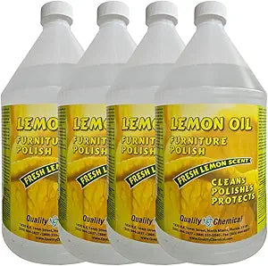Quality Chemical Lemon Oil Furniture Polish - Finest Blend of Lemon Oils, Waxes & Moisturizers & UV Protection - Wood Cleaner and Polish for Wood Furniture, Cabinets & More - 128 oz (Pack of 4)