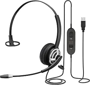 MAIRDI USB Headset with Microphone for PC, Computer Headset with Mic Noise Canceling for Laptop Teams Zoom Office Call Center Voip Telephone Calls, Dictation Headset for Dragon Naturelly Speaking
