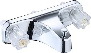Mobile Home RV Tub Shower Center-Set Faucet, 8 inch, 2-Handle Wall Mount Shower Valve, RV and Motor Home Bath Tub & Shower Faucet with Clear Acrylic Knobs (Chrome)