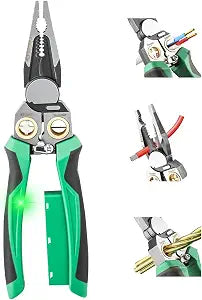 8-in-1 Wire Stripper with Voltage Tester, Multi-Function Cable Cutter, Crimper & Pliers for 10-16 AWG Wires, Heavy-Duty Electrician Tool for Repair, Installation & DIY Projects