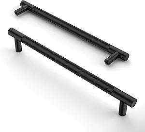 Asidrama 10 Pack 6.3 Inch(160mm) Matte Black Cabinet Pulls Knurled Cabinet Handles Cupboard Handles Kitchen Cabinet Hardware for Cupboard Drawer Pulls