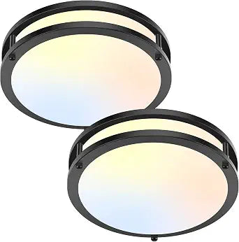 Brightever Flush Mount Ceiling Light Black 30W 5CCT Dimmable 10 Inch 2-Pack