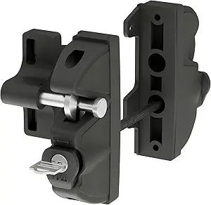 Key Lockable 2 Way Gate Latch,Key Operates on Both Sides of Gate,2 Sided Gate Fence Lock for Outdoor Gates,Locking Gate Door Lock Fence Latch Gate Hardware for Metal,Wood,Vinyl Fence,Black Finish