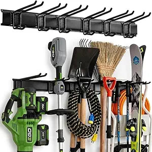 Aking Ace Garage Tool Organizer Wall Mount, 48-Inch Heavy Duty Garden Tool Rack for Shed, Holds 350lbs, Adjustable Storage Hanger for Shovel, Rake, and Power Tools