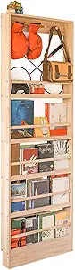 Wooden Kids Bookshelf, Wall Mount Shelf with Hooks, Organizer for Toys and Books, Space-Saving | with Hooks
