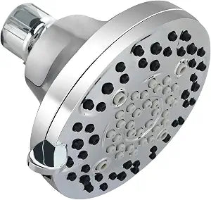 SANYCASA High Pressure Shower Head  4.1-Inch Fixed Showerhead with 6 Spray Settings, Brass Ball Joint, Ideal for Low Water Pressure, CP