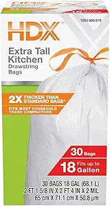 HDX 18 Gallon Heavy-Duty Drawstring Kitchen and Compactor Trash Bags (30-Count)