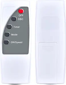 Wall Mount Fan Remote Control Replacement for Comfort Zone 16" CZ16WR, 3 Speed, Timer and Oscillate