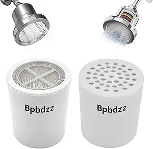 2 Pack Shower Filter for Eskiin & MDhair Shower Heads, High Output Shower Water Filter Replacement Cartridges, Hard Water Filter to Protect Color-Treated Hair, Reduce Dandruff & Dry Skin