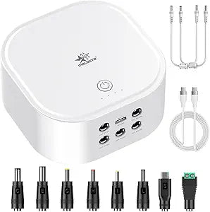 Melasta Mini DC UPS for Router & Modem, PD30W Bidirectional USB-C in/Out, 56Wh(10.8V) Multi-Voltage 5V/9V/12V/15V/24V Battery Backup, Includes Cables
