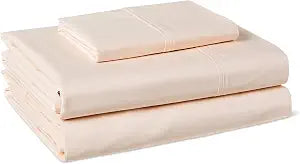 Amazon Basics 100% Organic Cotton Kids' Sheet Set with Pillowcase, Twin Size, Pale Pink