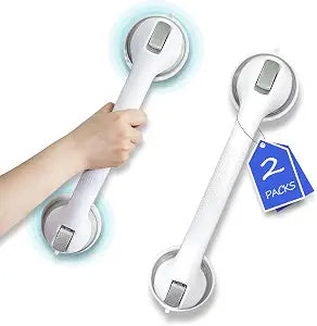 Shower Grab Bar, Suction Grab Bars for Shower, 2 Pack 15.99 Inch Shower Handles for Elderly Suction, Bathroom Grab Bars for Seniors, Shower Grab Bars Suction Heavy Duty, Waterproof No Drilling