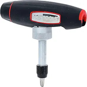 KS Tools T-Handle Ratchet Bit Screwdriver, 1/4" Drive, Swiveling Design, 24 Teeth, 140mm, Ergonomic Handle