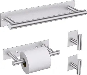 Lairuier Brushed Nickel Bathroom Hardware Set, Adhesive or Screw Wall Mount