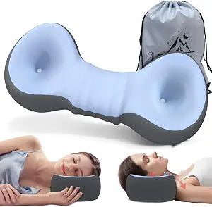 Cervical Neck Roll Pillow, Say Goodbye to Neck Pain, Travel Neck Support Pillow for Side Sleepers, Ergonomic Memory Foam Camping Pillow, Cervical Traction Device with Storage Bag