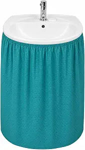 Diamond Stitch Fabric Bathroom Sink Skirt Utility Sink Waterproof Fits Standard Size Sinks Adds Bathroom Storage (Turquoise) Large