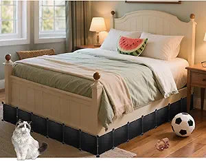 Under Bed Blocker for Pets,11.8" H x 167" L in Total Bed Blockers for Under Bed, Sturdy Adjustable Underbed Blocker to Stop Pets & Items from Going Under Bed, Black