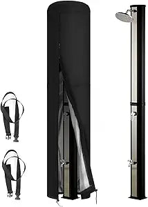 Saking Solar Shower Cover Waterproof, Heavy Duty Outdoor Shower Cover for 10.6 Gallon Solar Shower with UV Coating, Protective Cover for Solar Showers, Umbrella Cover, Windproof, Black (230 x 67 cm)