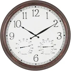 BESTIME MT-33 23-Inch Three-in-one Metal Wall Clock.Indoor,Outdoor,Thermometer,Hygrometer,Weather Resistant,Garden,Lanai.