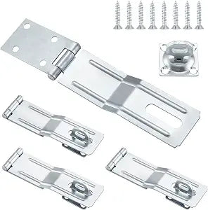 6 Inch Hasp Latch, Padlock Hasps with Twist Knob, Zinc Plated, 4 Pack