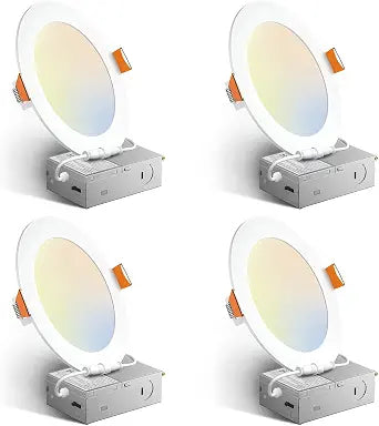 Amico 4 Pack 6 Inch 5CCT Ultra-Thin LED Recessed Ceiling Light