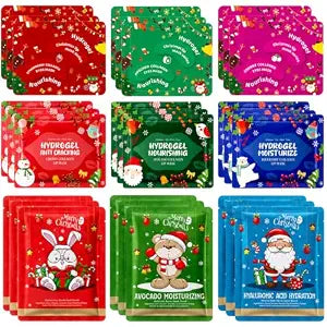 27 Pairs Lip Mask & Eye Mask & Christmas Face Mask, Christmas Stocking Stuffers, Stocking Stuffers for Women, Christmas Party Favors, Bulk Gifts for Women, Eye Masks for Dark Circles and Puffiness