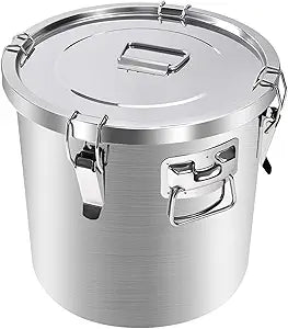 304 Tainless Steel Large Airtight Canister, 8.7Gal/33L Dog Food Storage Container with Lockable Lid Carry Handle for Kitchen Commercial Use Liquid Storage, Fermentation, Brewing