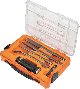 Klein Tools 32755SD SDS Plus Hammer Drill and Chisel Bit Set, Flat Chisel and Bull Point Tips, Use with Rotary Hammer Drills and Handheld Pry Bars, 6-Piece