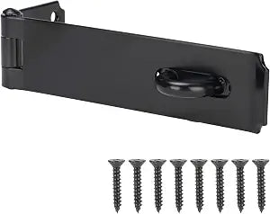 HILLMASTER Heavy Duty Door Hasp Latch 7-3/4" Extra Thick Steel Safety Gate Door Lock Padlock Clasp Hasp Lock Latch for Fence Gate Barn Door Shed Closet Cabinet, Black Finish