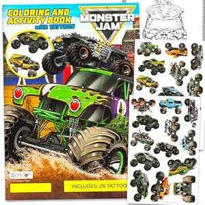 25+ Monster Jam Temporary Tattoos for Kids Coloring Party Favors Bundle