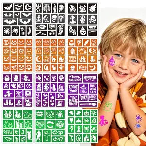 154Pcs Halloween Temporary Tattoo Stencils for Kids Face Paint Stencils