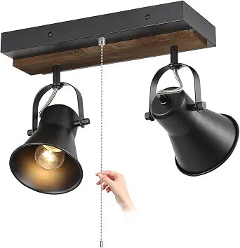 2 Light Kitchen Lighting fixtures Ceiling,Adjustable Ceiling Light with Pull Chain,Farmhouse Track Lighting fixtures Ceiling for Dining Room, Hallway,Bathroom.