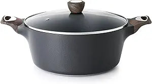 SENSARTE Nonstick Stock Pot with Lid, 2.6/4.5/6.6/8.5/11 QT Soup Pot Casserole Pot, Healthy Pasta Pot, Large Deep Cooking Pot, Big Sauce Pot Stew Pot, Induction Compatible, PFOA PFOS APEO Free, Black