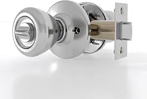 Interior Privacy Door Knob with Lock - 6 Pack Door Lock Set for Bathroom and Bedroom Satin Nickel Door Handle Keyless Turn Lock Door knob for Interior Door
