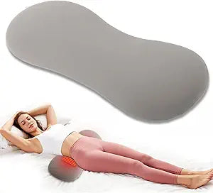 Heated Lumbar Support Pillow for Sleeping  Memory Foam Back Pillow for Bed, 3 Heat Levels & 8 Timers, Ergonomic Lower Back Pillow for Side, Back & Stomach Sleepers, Washable Cover