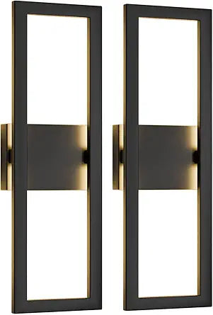 LamQee 22" Modern Outdoor Wall Lights 2 Packs, 3000K 1450LM LED Large Exterior Lighting Fixtures with Rectangle Frame, Matte Black Linear Outside Sconce Wall Mount for House Porch Patio Garage Door