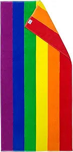 Softerry Gay Flag Beach Towel LGBTQIA+ Pride Parade 30 x 60 inches Fluffy 450GSM, Vibrant Colors, Absorbent, 100% Cotton (Reversible Rainbow)