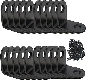 Corner Brace, L Bracket, Corner Brackets of Stainless Steel,Small Angle Support for Home Improvement, Metal Iron Braces for Wood Aufuga (20, Black, 1x1x10.6)