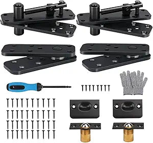 2 Pcs Stainless Steel Hidden Door Hinge, Pivot Hinge, Up to 570Lbs Load-Bearing, Hidden Door Bookcase Hinge, Heavy Duty Swinging Door Hinge 360 Rotation for Secret Door or Concealed Door