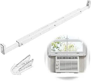 Window AC Bracket - No Drill, 25"-47" Adjustable, Anti-Condensation Backflow with Child Safety Lock, Heavy Duty 300+ LBS Load, Quick Install & Detachable